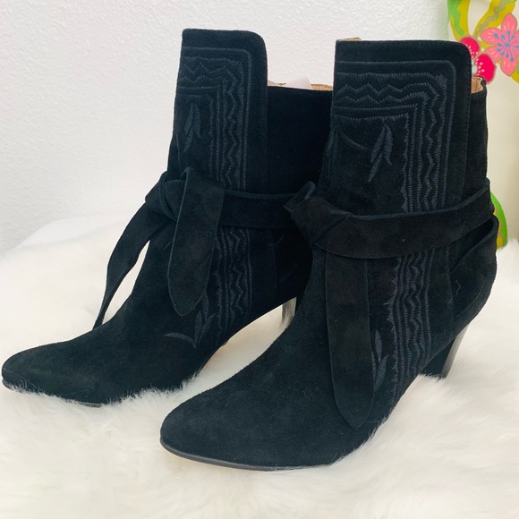 Ulla Johnson Black Aggie Embroidered Boots - Picture 1 of 11